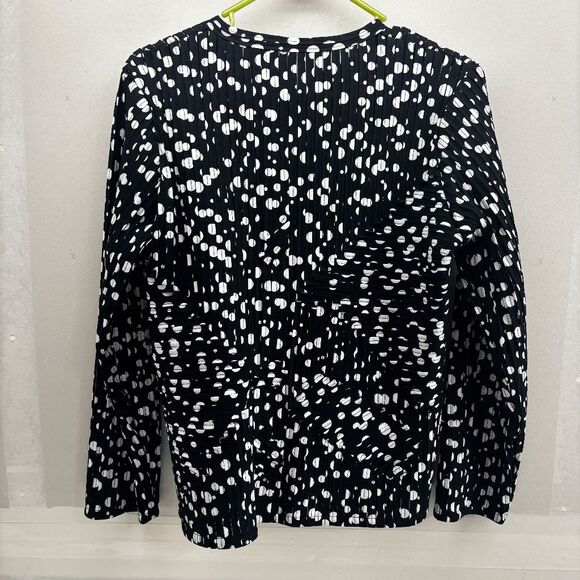 Laura Ashley Womens Small Art-Wear Black White PolkaDot Modernist Stretch Jacket - Picture 3 of 5